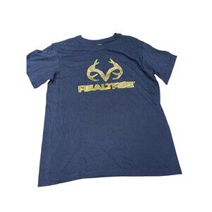 Realtree Mens Crewneck T-Shirt Navy Blue Camo Logo Graphic By Staghorn Creek M